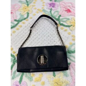 Kate Spade Black Leather Turn Lock Chain Shoulder‎ Bag Purse NEW YORK